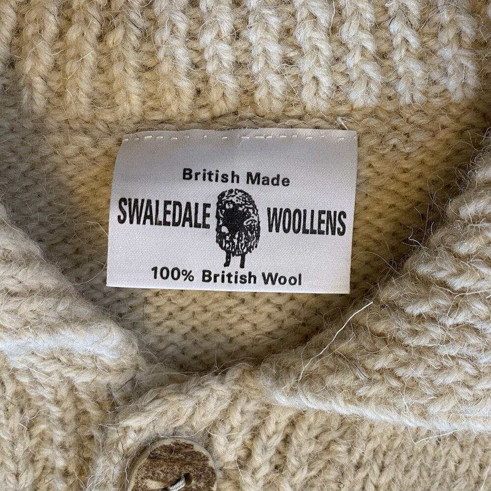 Swaledale Woollens Cardigan Womens Ivory Sz M-L 100% British Wool Cottage Granny - Picture 2 of 8